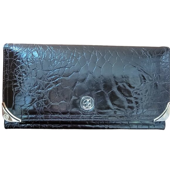Beaver Luxury Vintage Cow Leather Crocodile Texture Kisslock Wallet Clutch Purse - Picture 1 of 13